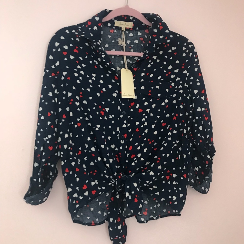 Love Notes Navy Red and White Hearts Burton Down